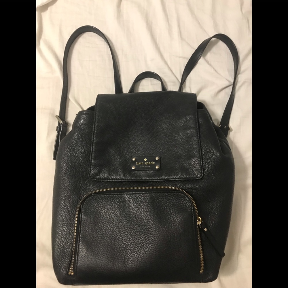 Black leather Kate Spade backpack